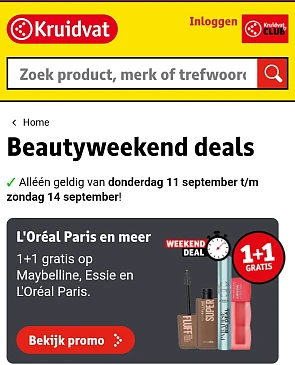 Weekenddeals bij Kruidvat 1 + 1
