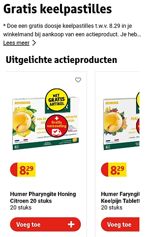 Gratis keelpastilles bij aankoop van humer