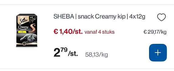 Sheba snack creamy goedkoper bij collect en go