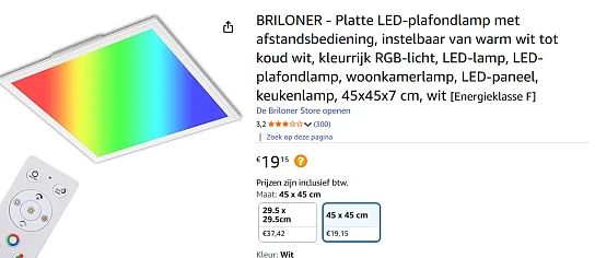 BRILONER - Platte LED-plafondlamp met afstandsbediening bij amazon