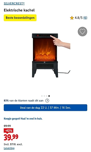 Dagdeal Lidl: SILVERCREST®Elektrische kachel -42%