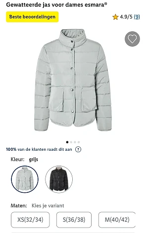 Gewatteerde jas voor dames esmara® -40%