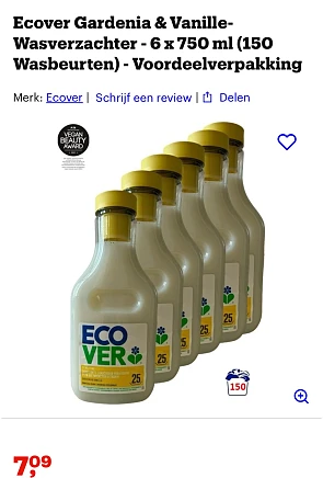 Ecover wasverzachter -72%