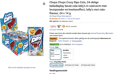 Chupa Chups Crazy Dips Cola, 24-delige baliedisplay bij amazon
