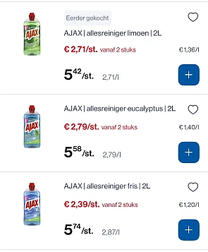 Ajax allesreiniger 2L -50%