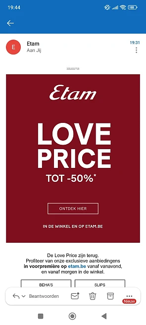 Etam: tot -50% korting