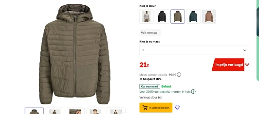 JACK&JONES jas bij bol voor 21 euro