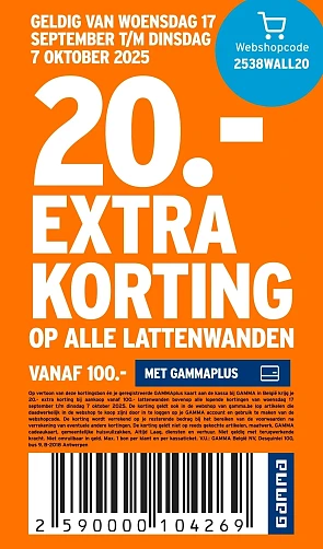 Korting op lattenwanden, verf en dakbedekking bij GAMMA