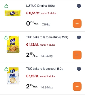 Aperitief koekjes Tuc goedkoper
