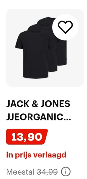 Jack&jones zwart basic t-shirt 3pack -60%