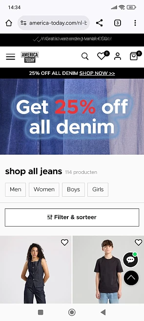 America today: 25% korting op denim