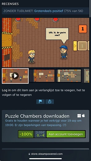Bij Steam: Puzzle Chambers spel gratis