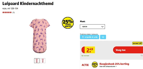 Nachthemd meisjes voor maar €1,87