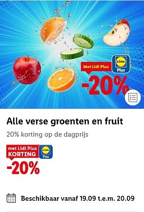 Dit weekend -20% op verse groenten en fruit