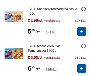 Iglo visproducten veel goedkoper