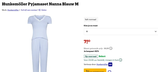 pyamaset extra goedkoop bij bol