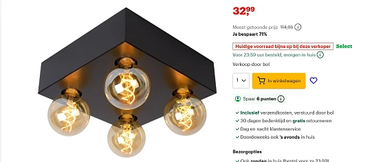mooie plafondlamp bij bol aan hoge korting