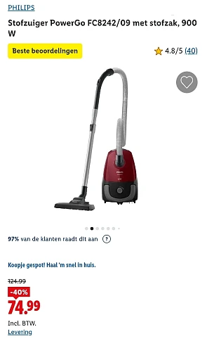 PHILIPS Stofzuiger -40 bij Lidl