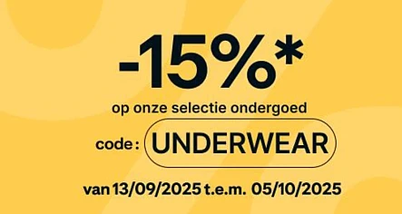15% korting op selectie ondergoed