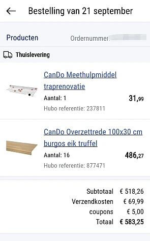 Overzettreden gekocht bij Hubo aan -20%