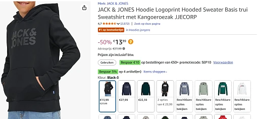 JACK & JONES Hoodie Logoprint bij amazon