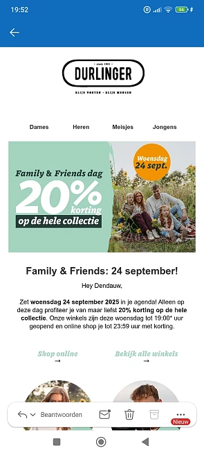 durlinger: 20% korting op de hele collectie