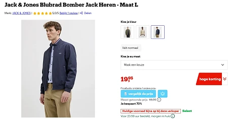 Bomber Jack&Jones met 70% korting bij Bol