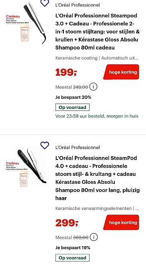 L'Oréal Professionnel Steampod tot -20% + shampoo cadeau