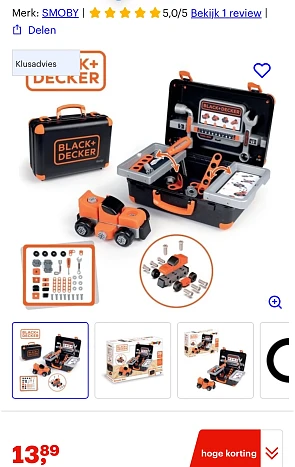 Black+Decker speelgoed Gereedschapskoffer