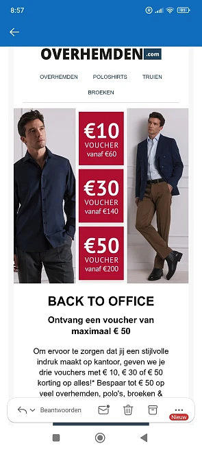 Tot €50 korting bij overhemden.com