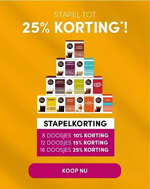 Tot 25% stapelkorting op Dolce Gusto capsules