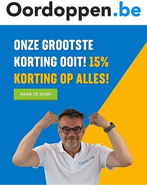 15% korting op alles bij oordoppen.be