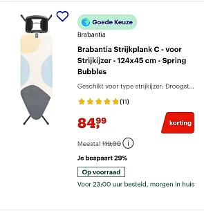 Brabantia strijkplanken in promo bij Bol