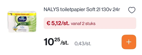 Nalys toiletpapier soft 2L 130 v -50%