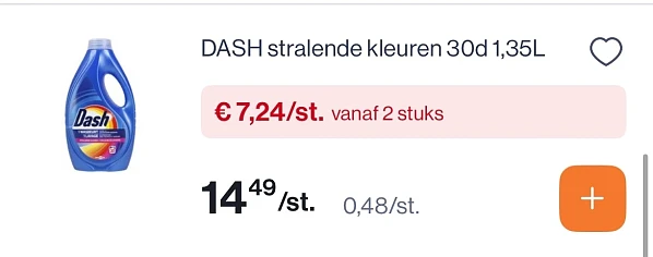 Dash vloeibaar wasmiddel -50%
