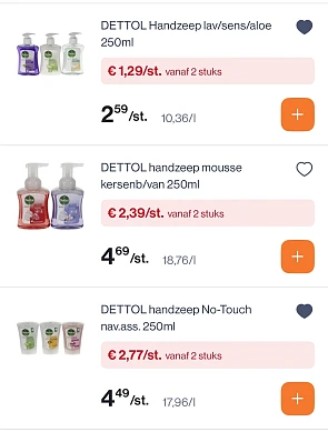 Verschillende Dettol handzeep tot -50%