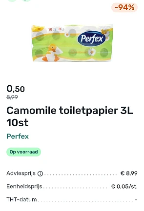 Bij foodello toiletpapier voor €0,50