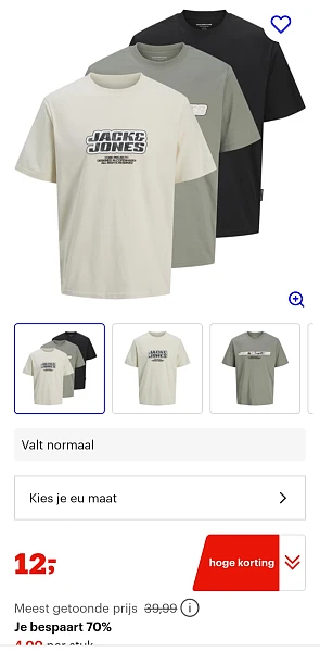 Jack&jones 3-pack t-shirt enkel maat M -70%