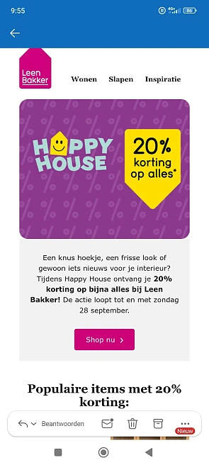 Leen Bakker: 20% korting