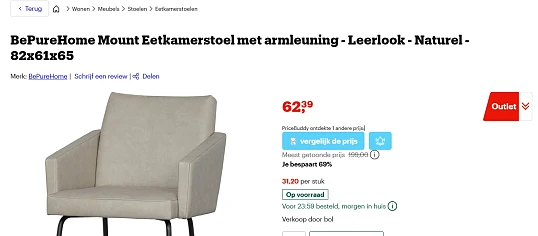 Stijlvolle eetkamerstoelen 31.20€ per stuk
