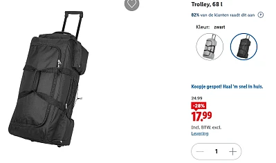Trolley 68L voor €17,99 ipv €24,99
