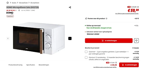 DOMO Microgolfoven Solo promo mediamarkt