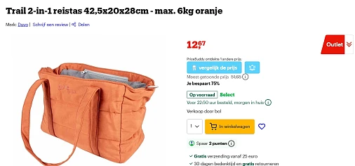 Reis tas voor honden tot 6kg nu -75%