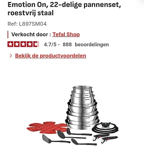 Tefal Emotion On 22-delige pannenset -58%