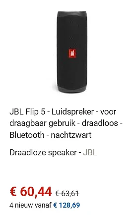 JBL Flipover 5 laagste prijs bij Fnac