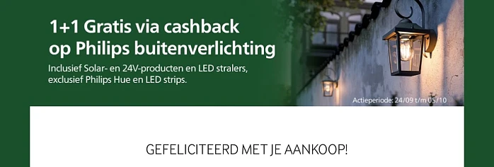 Philips buitenverlichting: 1+1 cashback