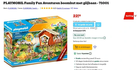 Playmobil boomhut met glijbaan -53%