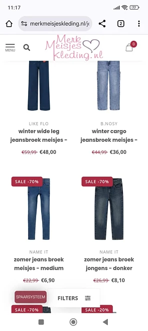 Merkmeisjeskleding: tot -70% op jeans