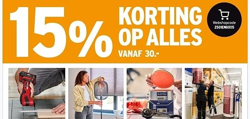 15% korting bij aankoop vanaf €30