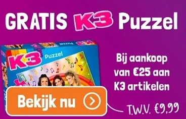 Gratis K3 puzzel bij €25 aan K3 artikelen